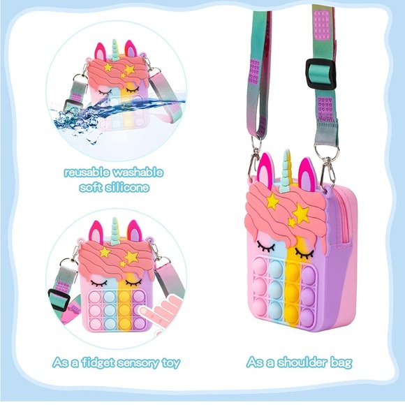 NWOT Rainbow Unicorn Pop It Mini Purse - Picture 10 of 15